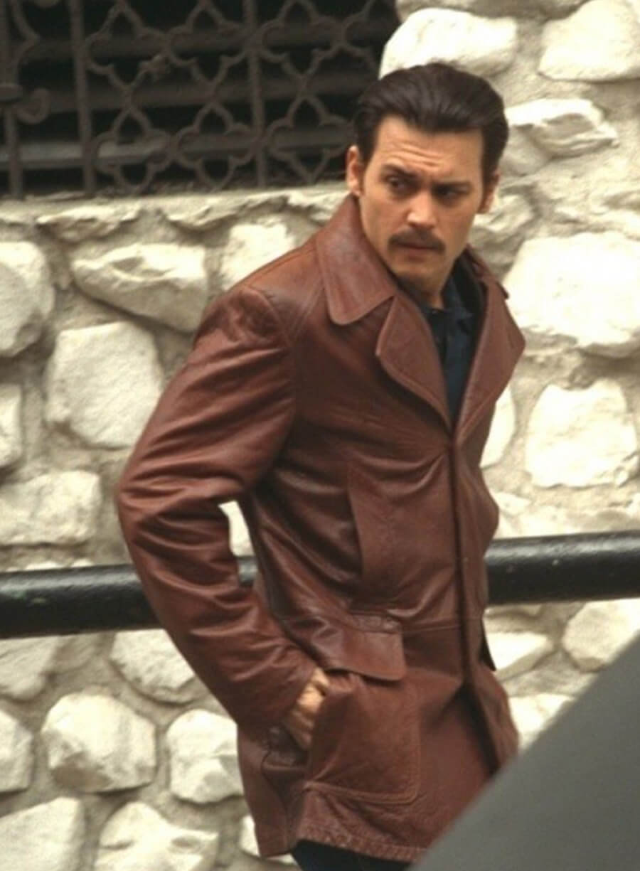 Johnny Depp Donnie Brasco Brown Leather Blazer