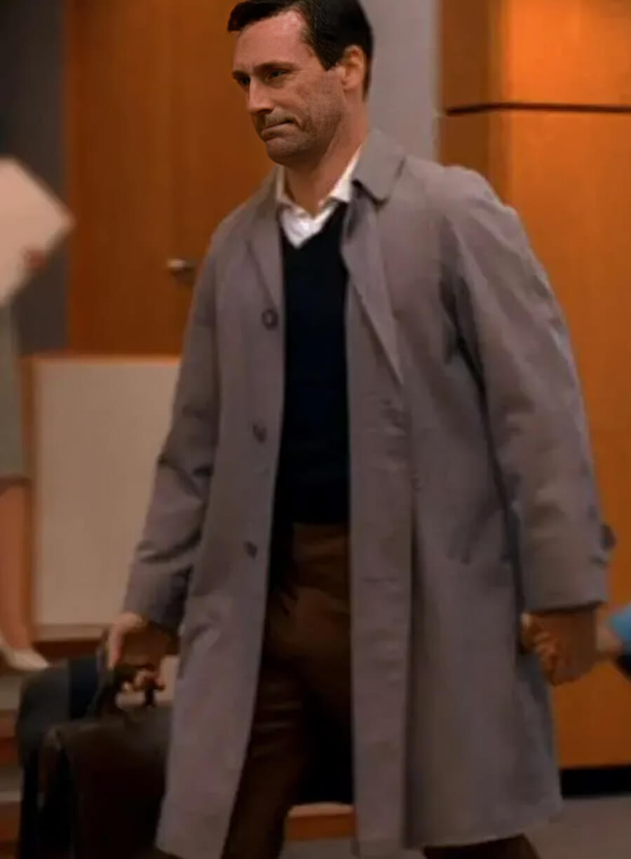 Jon Hamm Mad Men Grey Trench Coat