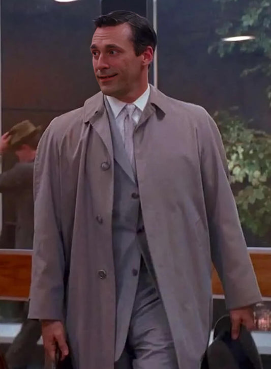 Jon Hamm Mad Men Grey Trench Coat