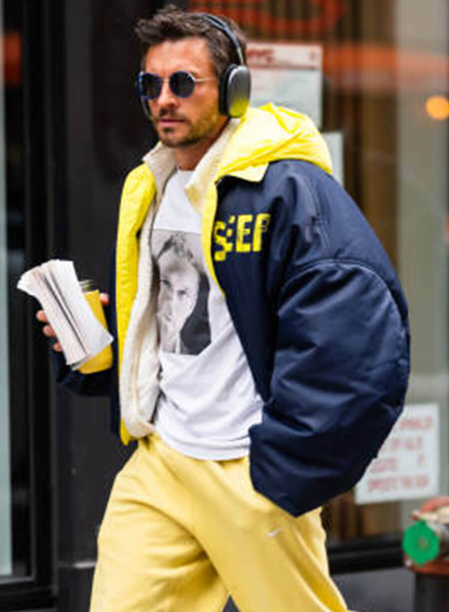 Jonathan Bailey Blue Hooded Jacket