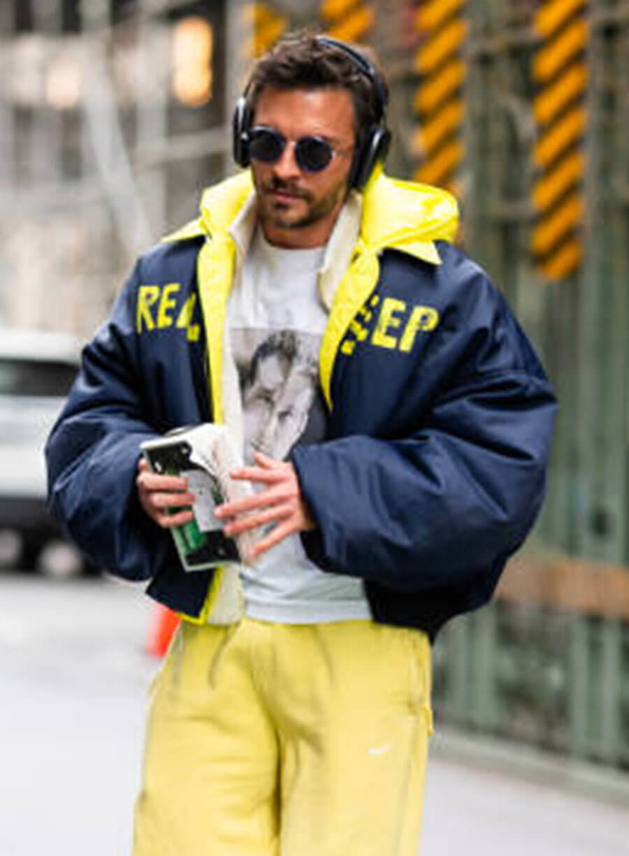 Jonathan Bailey Blue Hooded Jacket