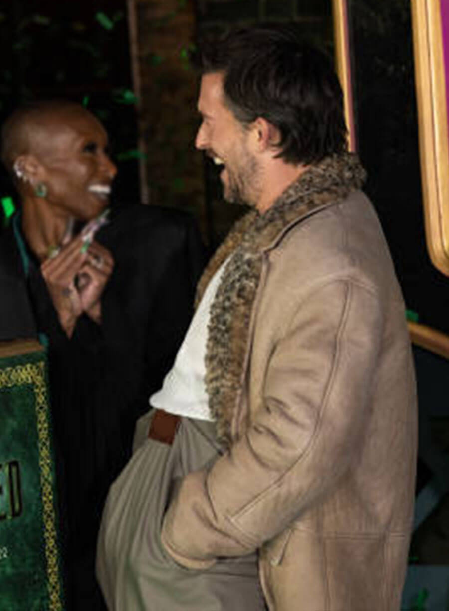 Jonathan Bailey Brown Shearling Coat