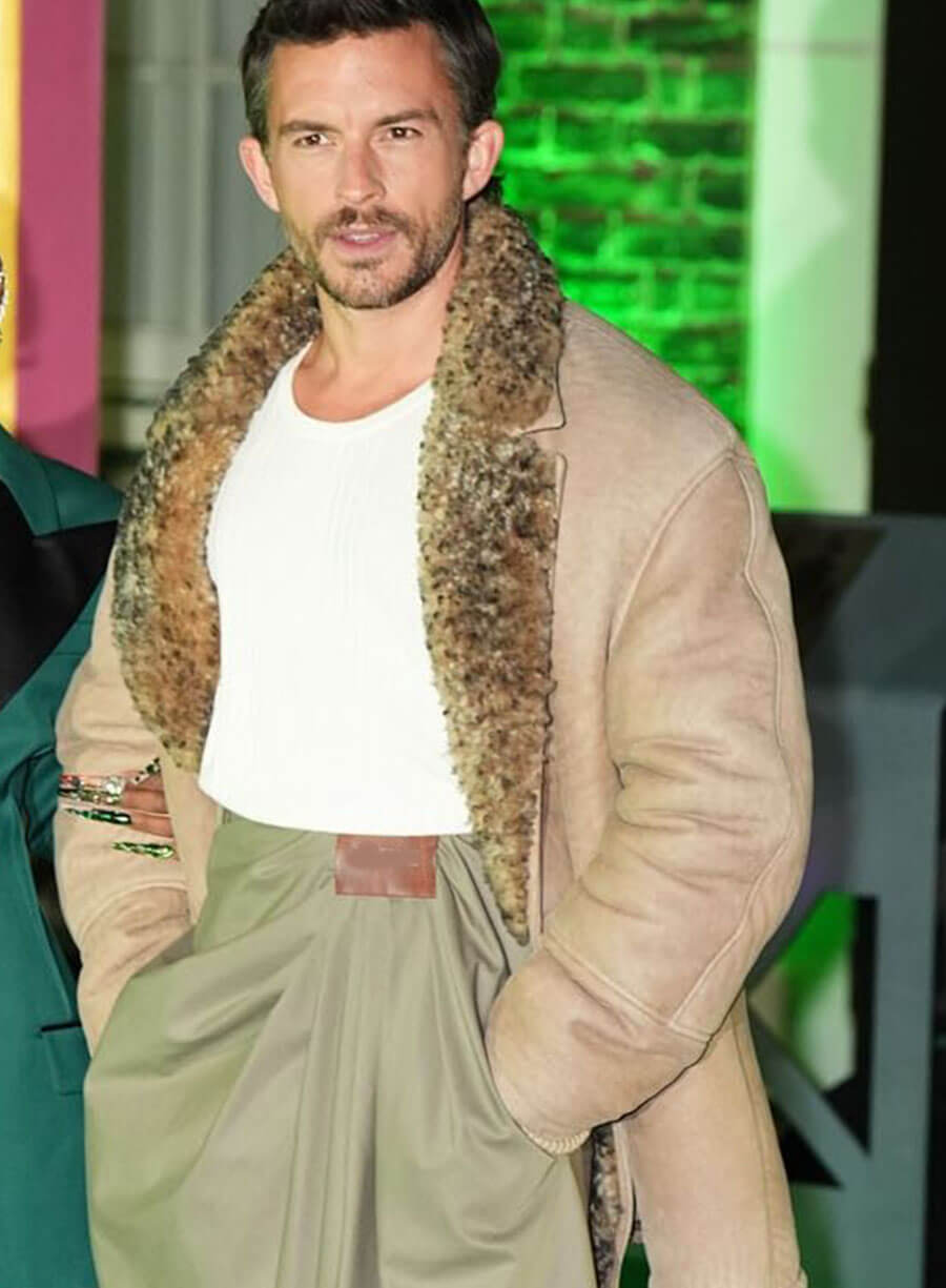 Jonathan Bailey Brown Shearling Coat