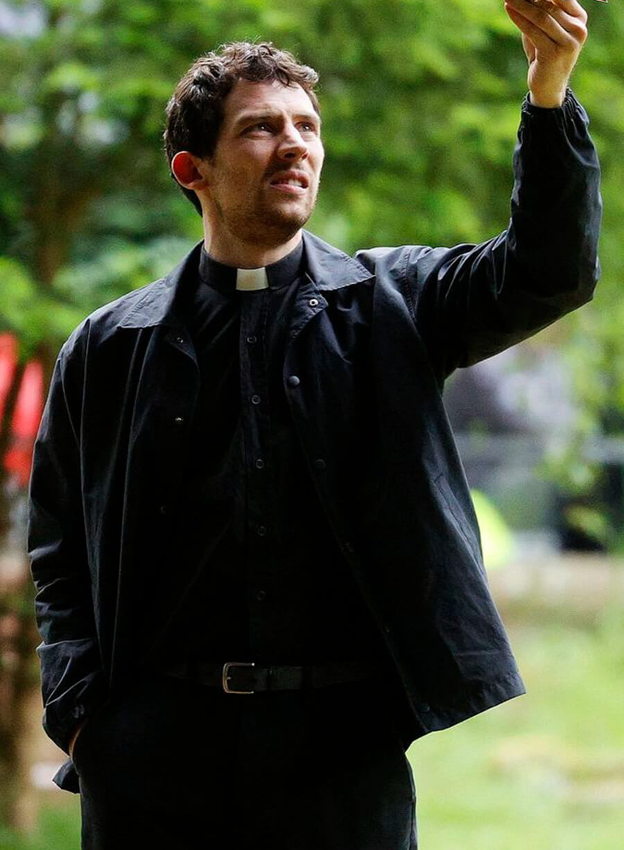 Josh O’Connor Wake Up Dead Man 2025 Black Jacket