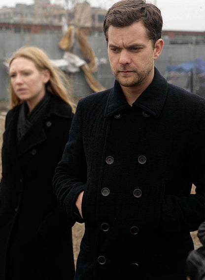 Joshua Jackson Fringe Black Wool Coat