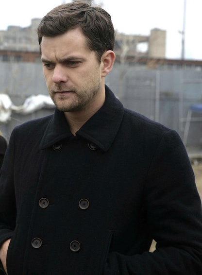 Joshua Jackson Fringe Black Wool Coat
