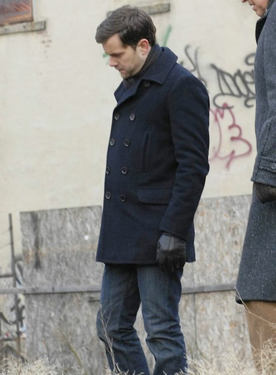 Joshua Jackson Fringe Blue Wool Coat