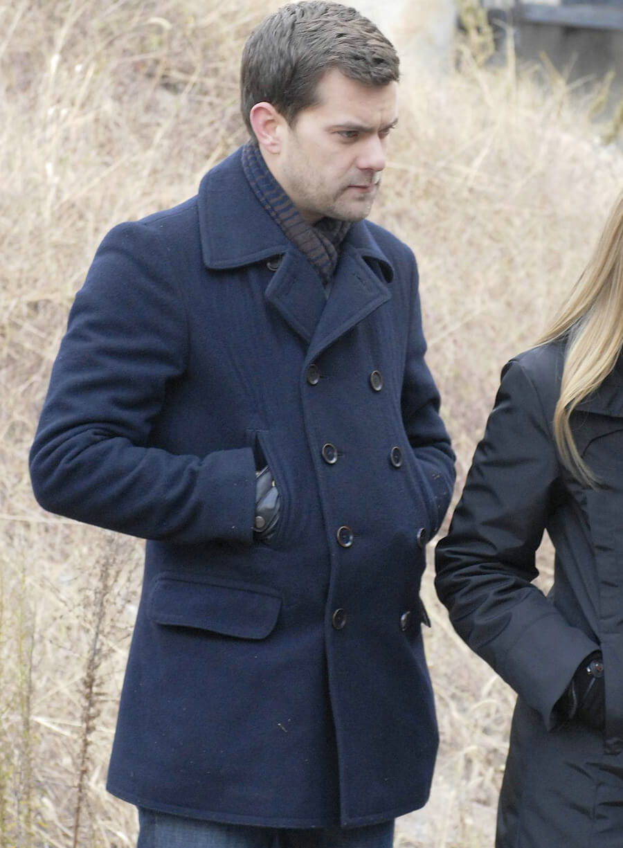 Joshua Jackson Fringe Blue Wool Coat