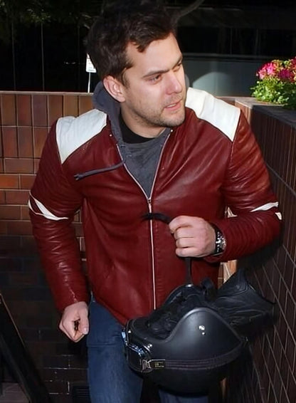 Joshua Jackson Red Leather Jacket