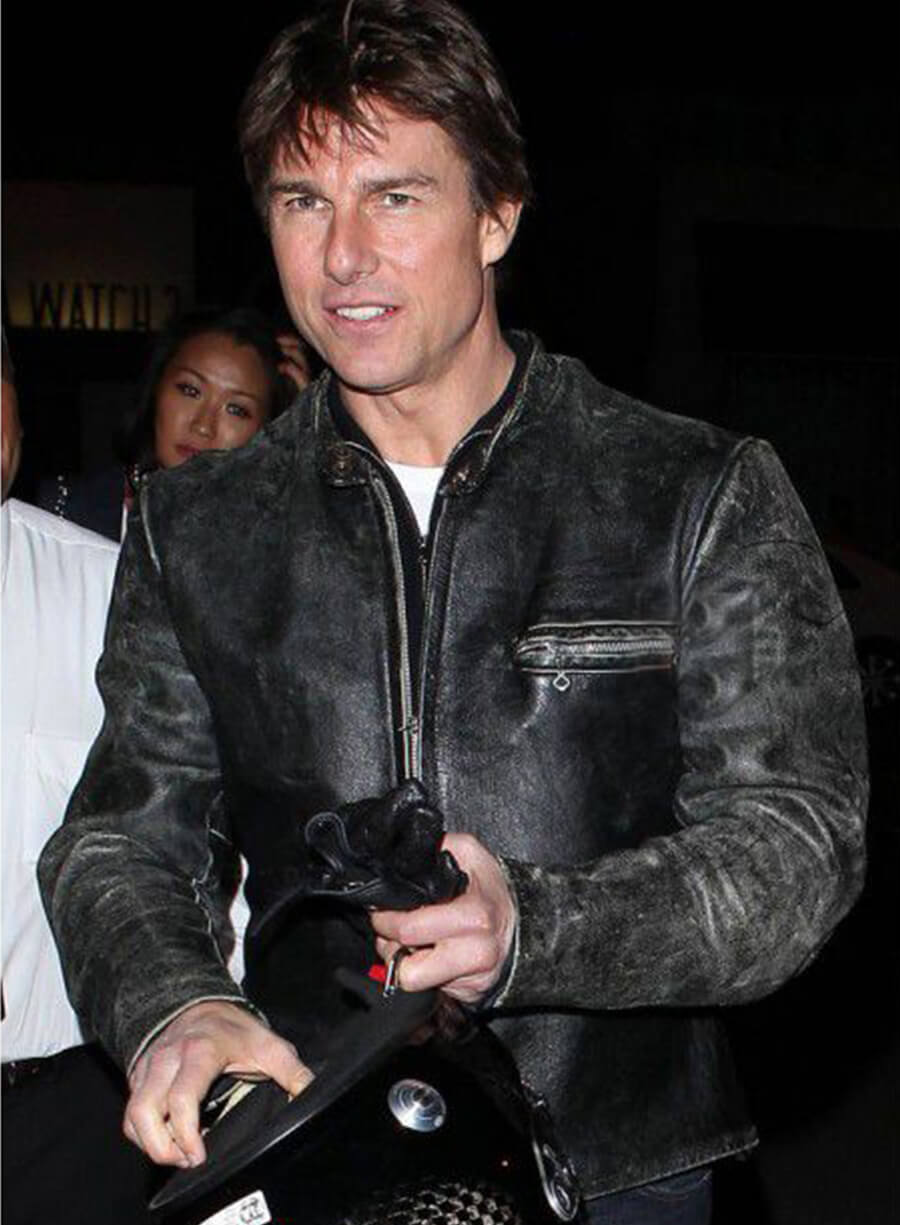 Tom Cruise Distressed Motorcycle Black Jacket 
