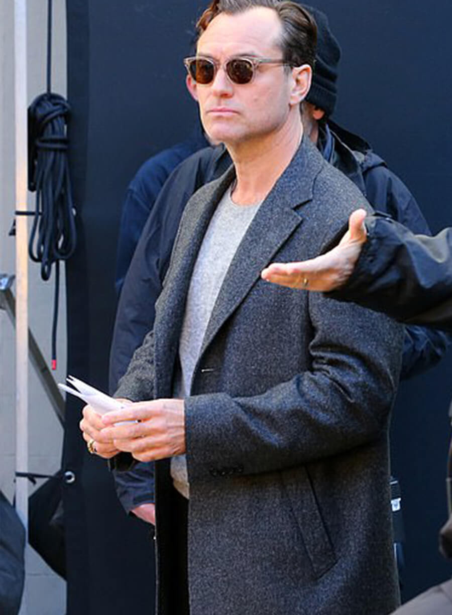 Jude Law Black Rabbit Grey Wool Coat