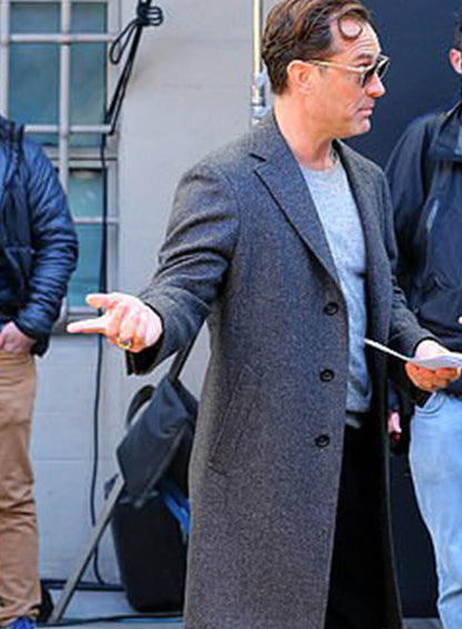 Jude Law Black Rabbit Grey Wool Coat