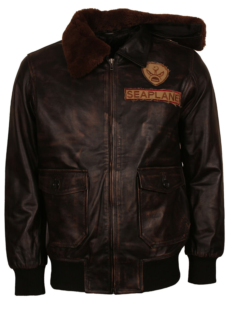 Jumanji Nick Jonas Seaplane Leather Jacket