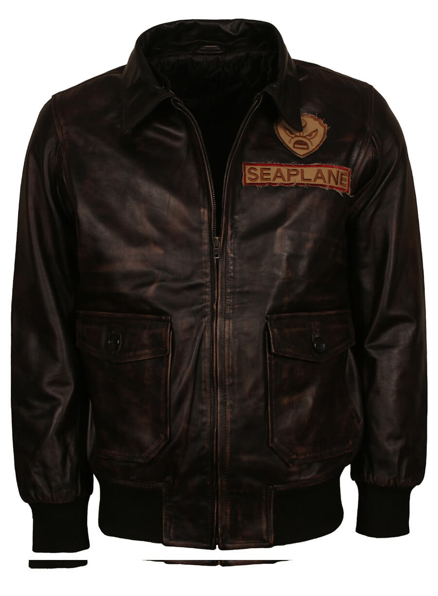 Jumanji Nick Jonas Seaplane Leather Jacket