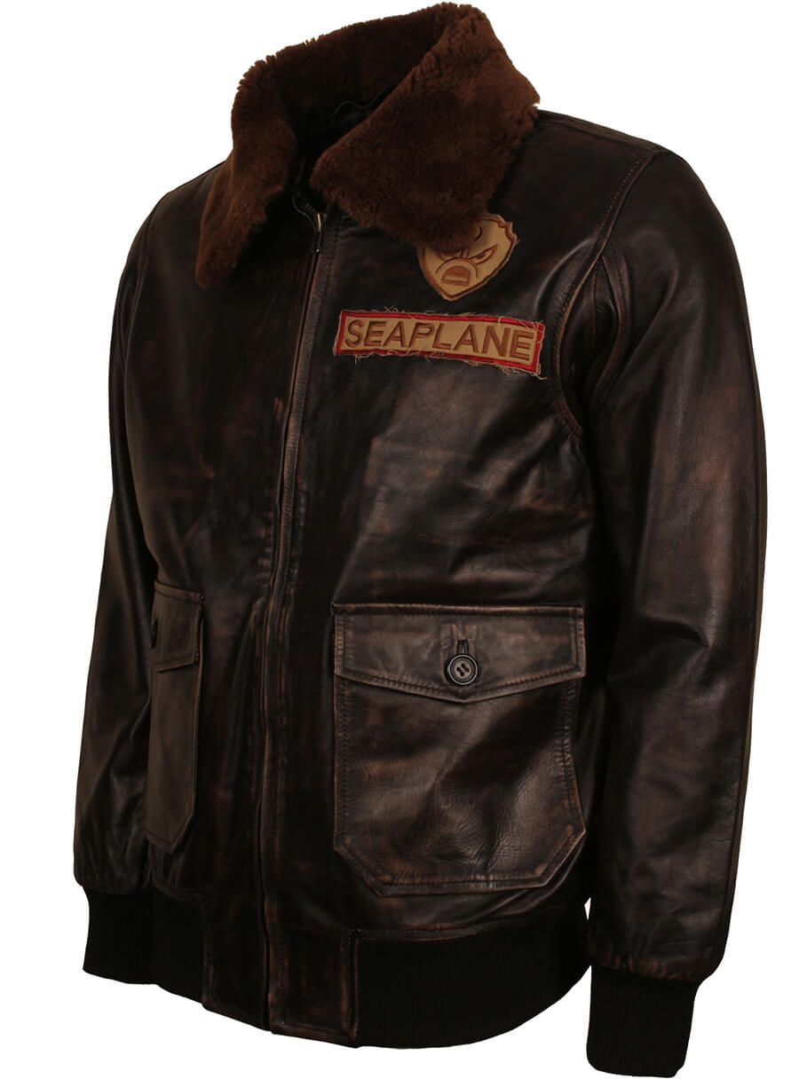 Jumanji Nick Jonas Seaplane Leather Jacket