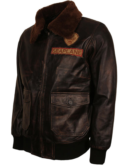 Jumanji Nick Jonas Seaplane Leather Jacket