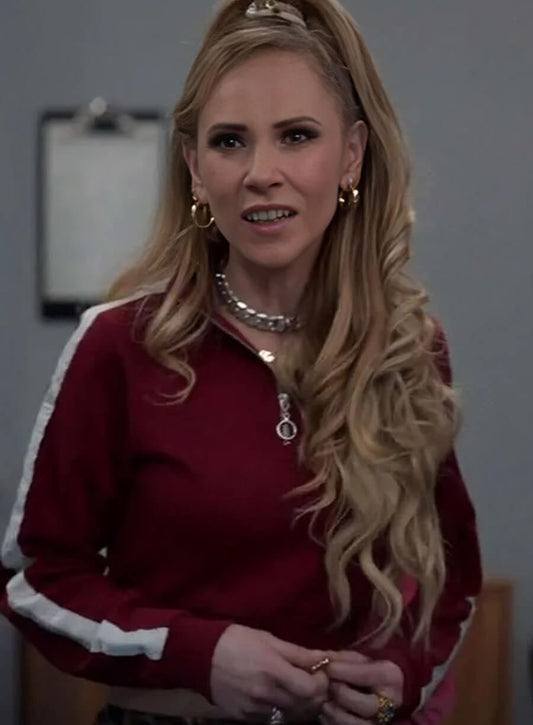 Juno Temple Ted Lasso S02 Red Cropped Jacket