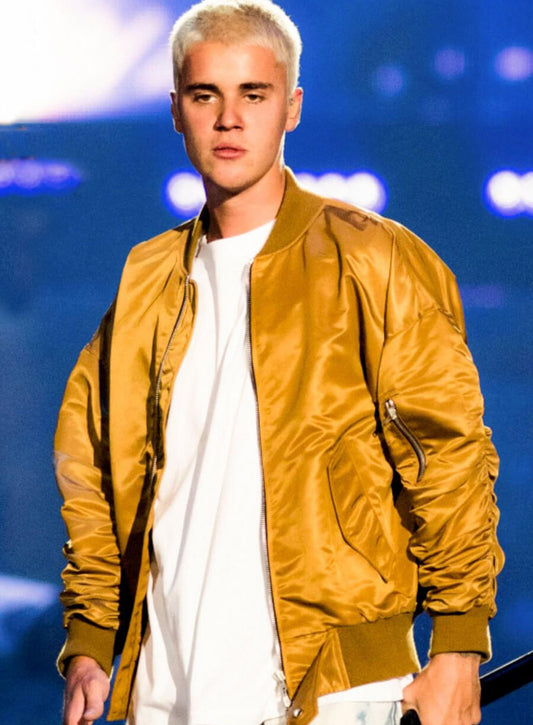 Justin Bieber Brown Bomber Jacket