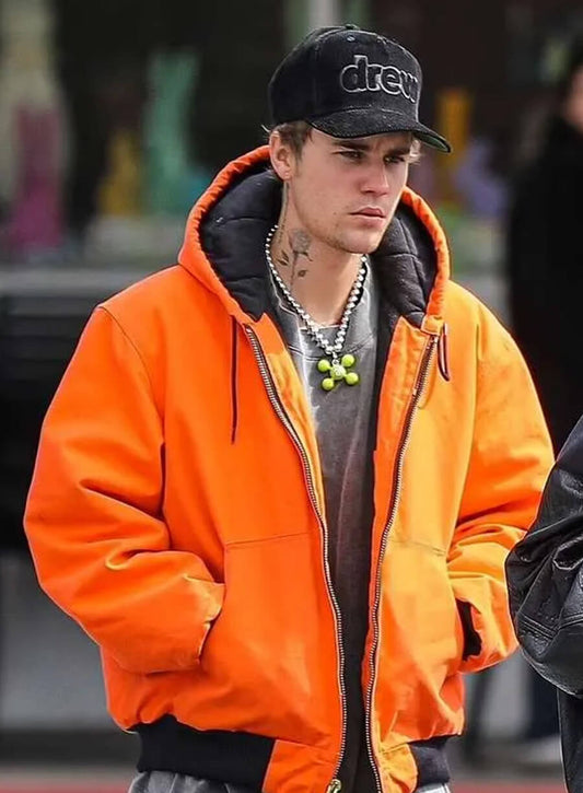 Justin Bieber Orange Hooded Jacket