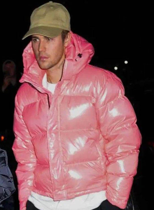 Justin Bieber Pink Puffer Jacket