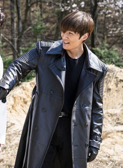 Kang Ki-Beom Rugal Black Leather Coat