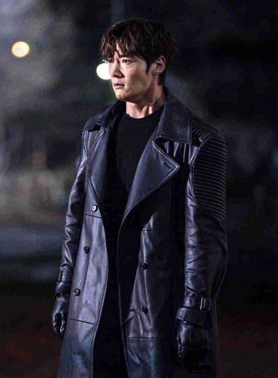 Kang Ki-Beom Rugal Black Leather Coat