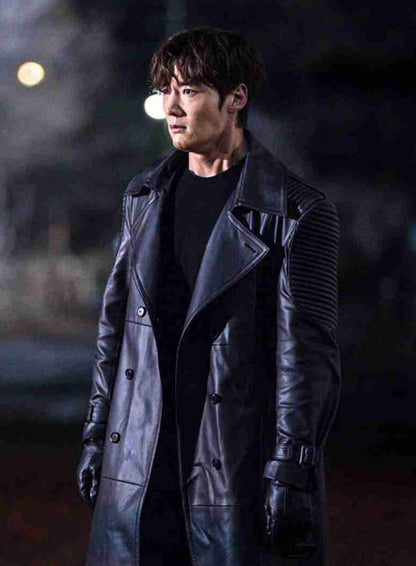 Kang Ki-Beom Rugal Black Leather Coat