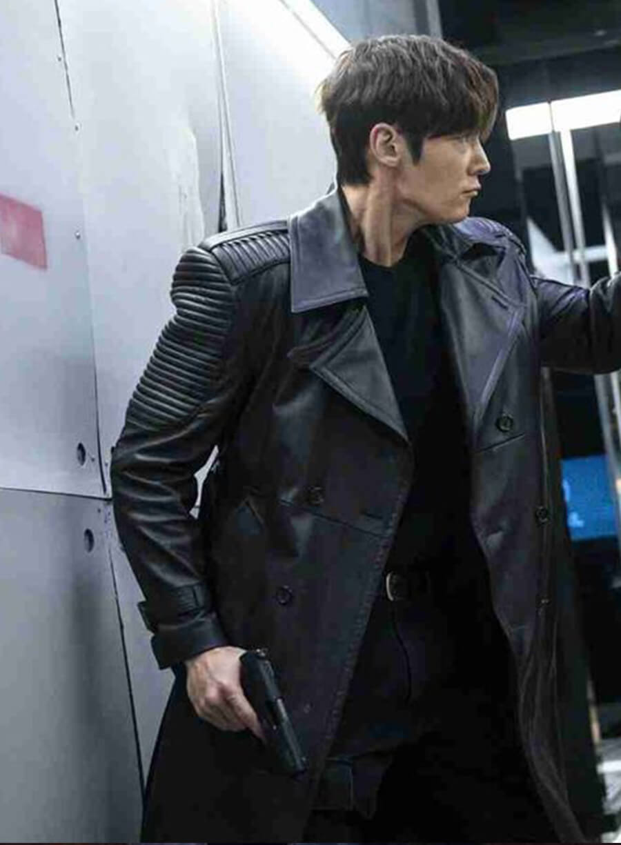 Kang Ki-Beom Rugal Black Leather Coat