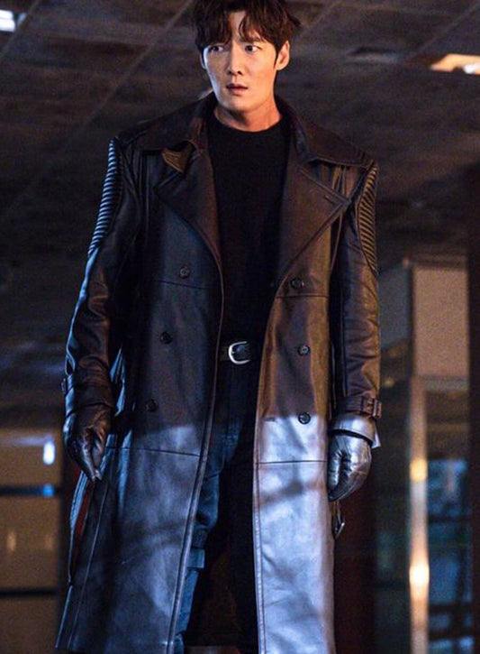 Kang Ki-Beom Rugal Black Leather Coat