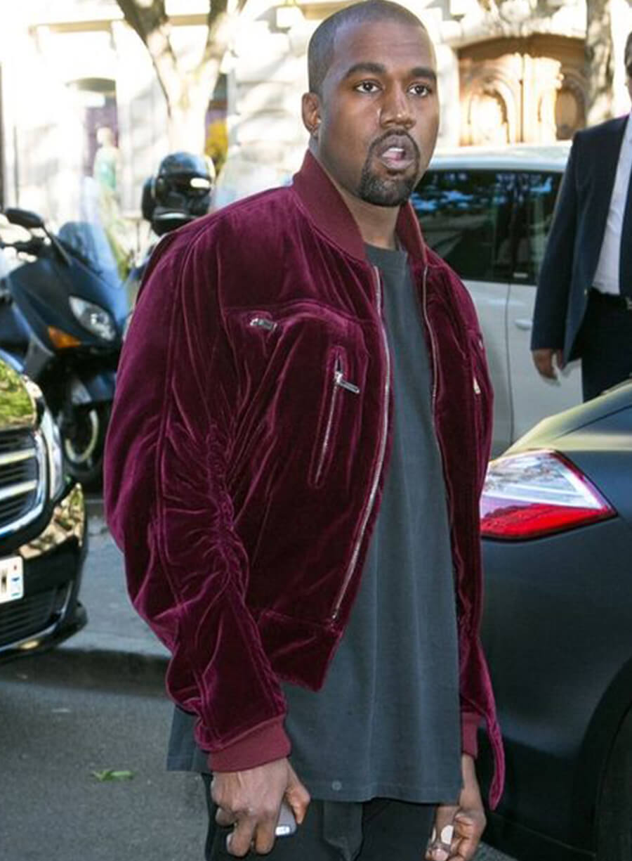 Kanye West Red Velvet Bomber Jacket