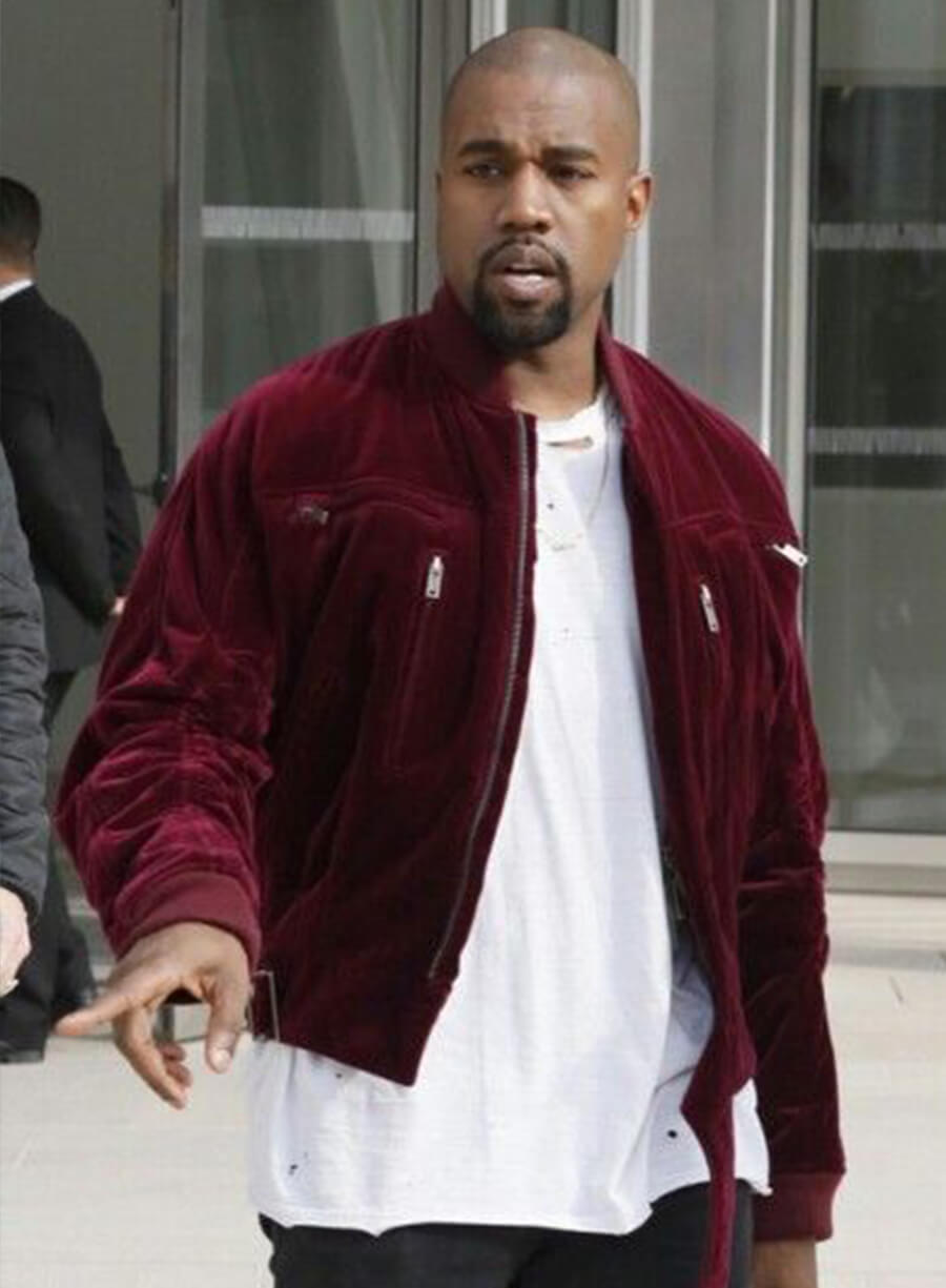 Kanye West Red Velvet Bomber Jacket