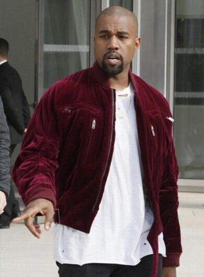 Kanye West Red Velvet Bomber Jacket