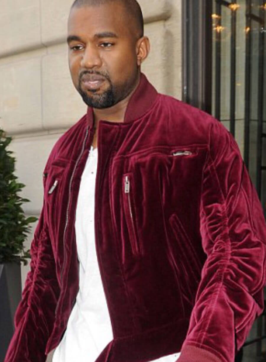 Kanye West Red Velvet Bomber Jacket