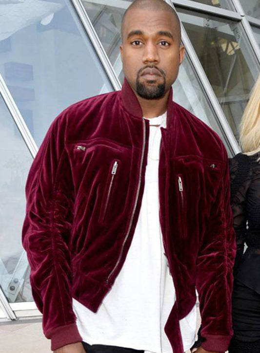 Kanye West Red Velvet Bomber Jacket