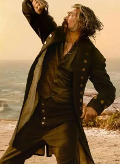 Karl Urban The Bluff Black Wool Coat