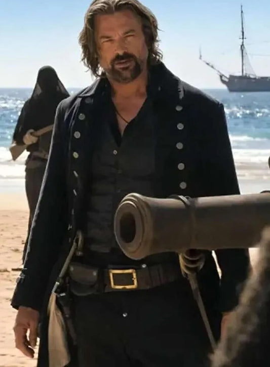Karl Urban The Bluff Black Wool Coat