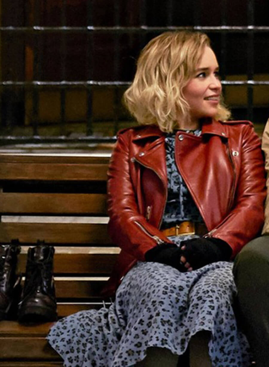 Katarina Andrich Last Christmas Red Biker Leather Jacket