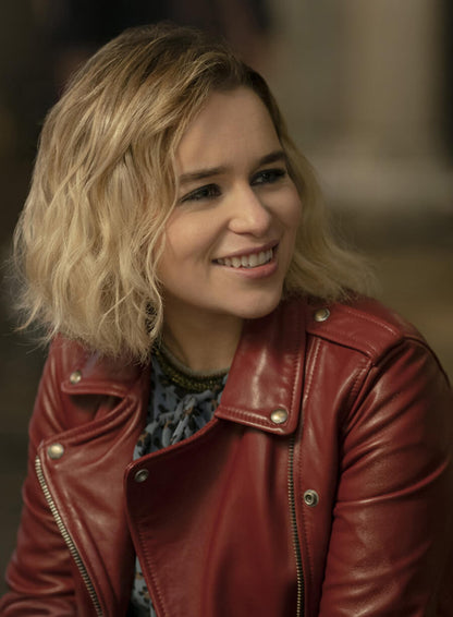 Katarina Andrich Last Christmas Red Biker Leather Jacket
