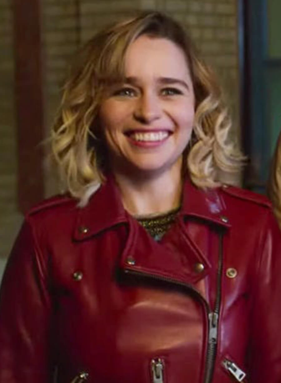 Katarina Andrich Last Christmas Red Biker Leather Jacket