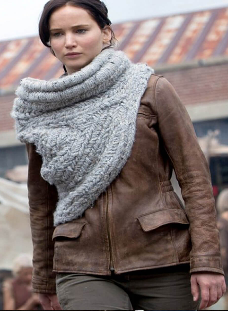 Katniss Hunger Games Brown Leather Jacket