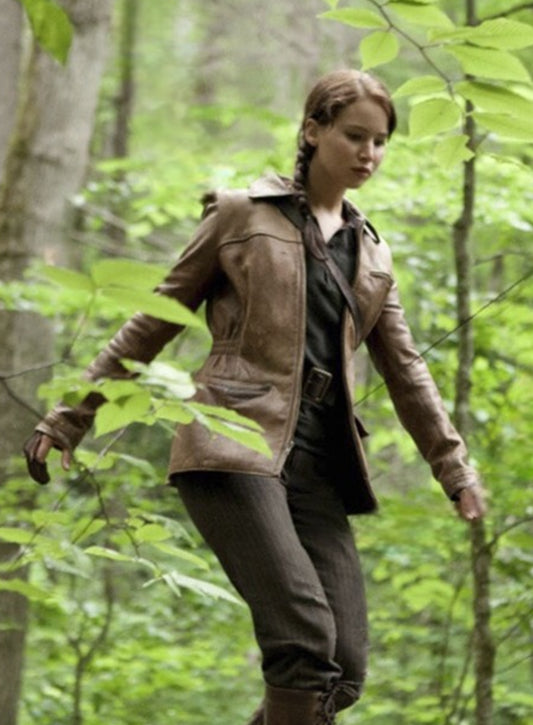 Katniss Hunger Games Brown Leather Jacket