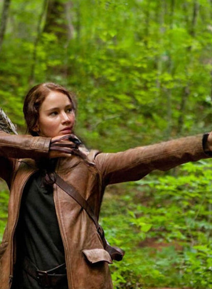 Katniss Hunger Games Brown Leather Jacket