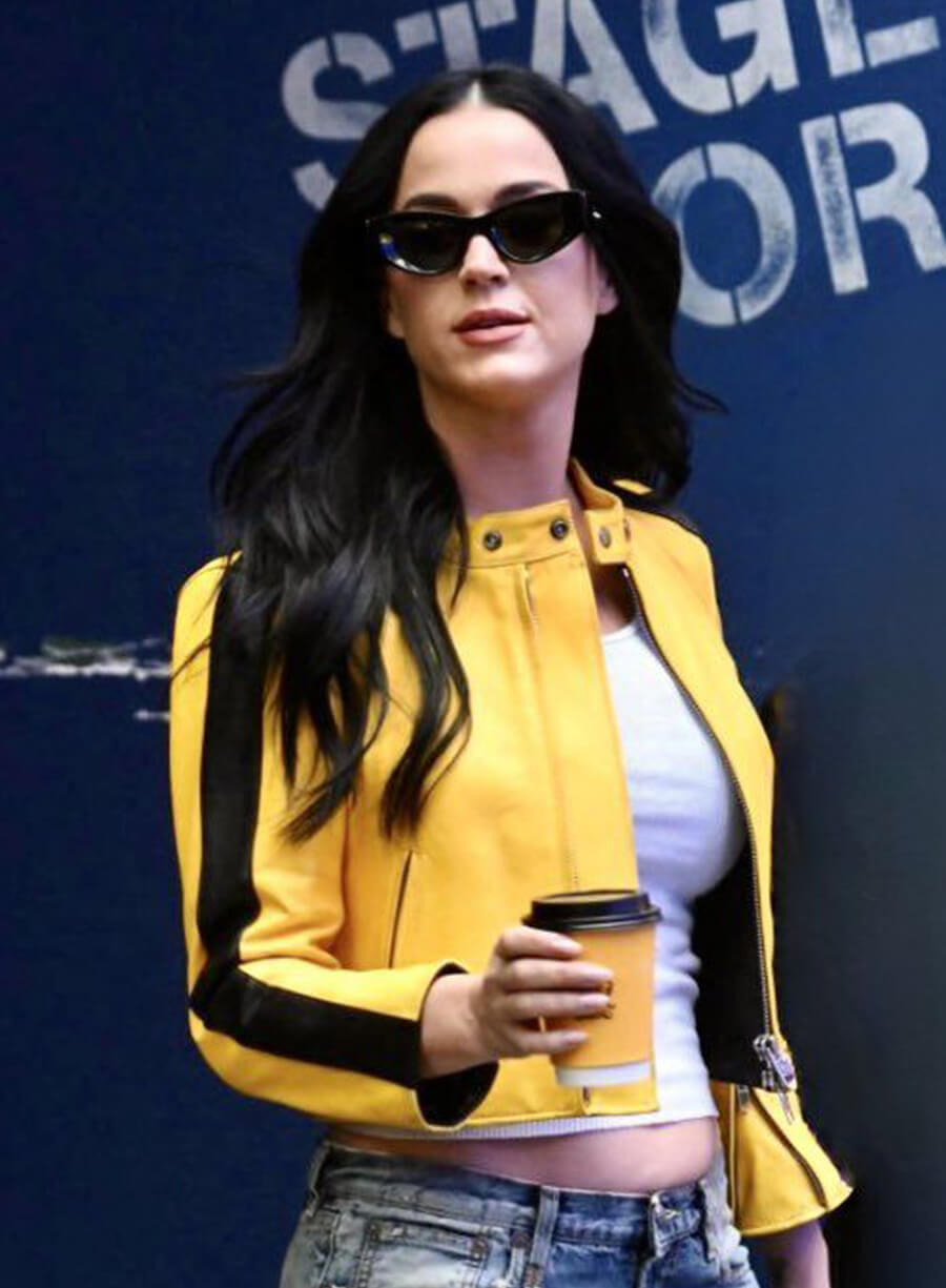 Katy Perry Good Morning America Yellow Leather Jacket