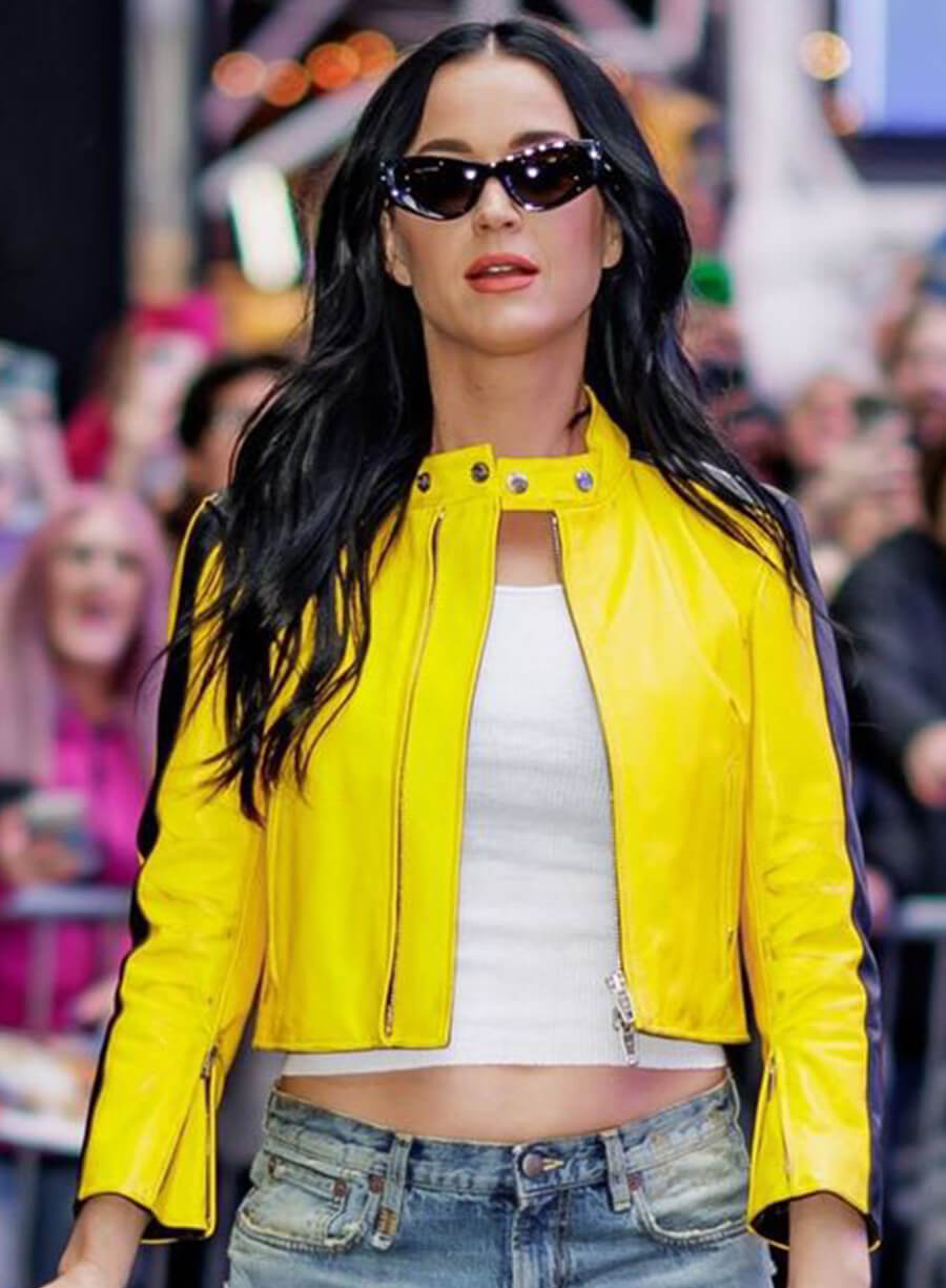 Katy Perry Good Morning America Yellow Leather Jacket