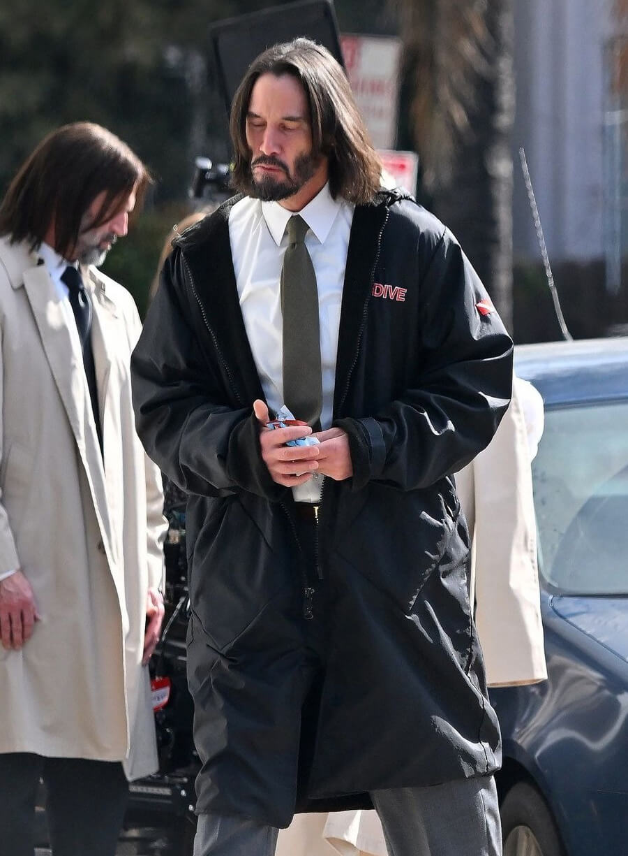 Keanu Reeves Good Fortune 2025 Black Coat