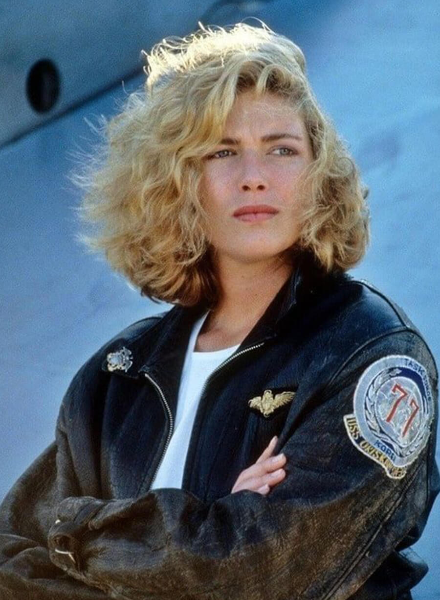 Kelly Mcgillis Top Gun Black Leather Jacket