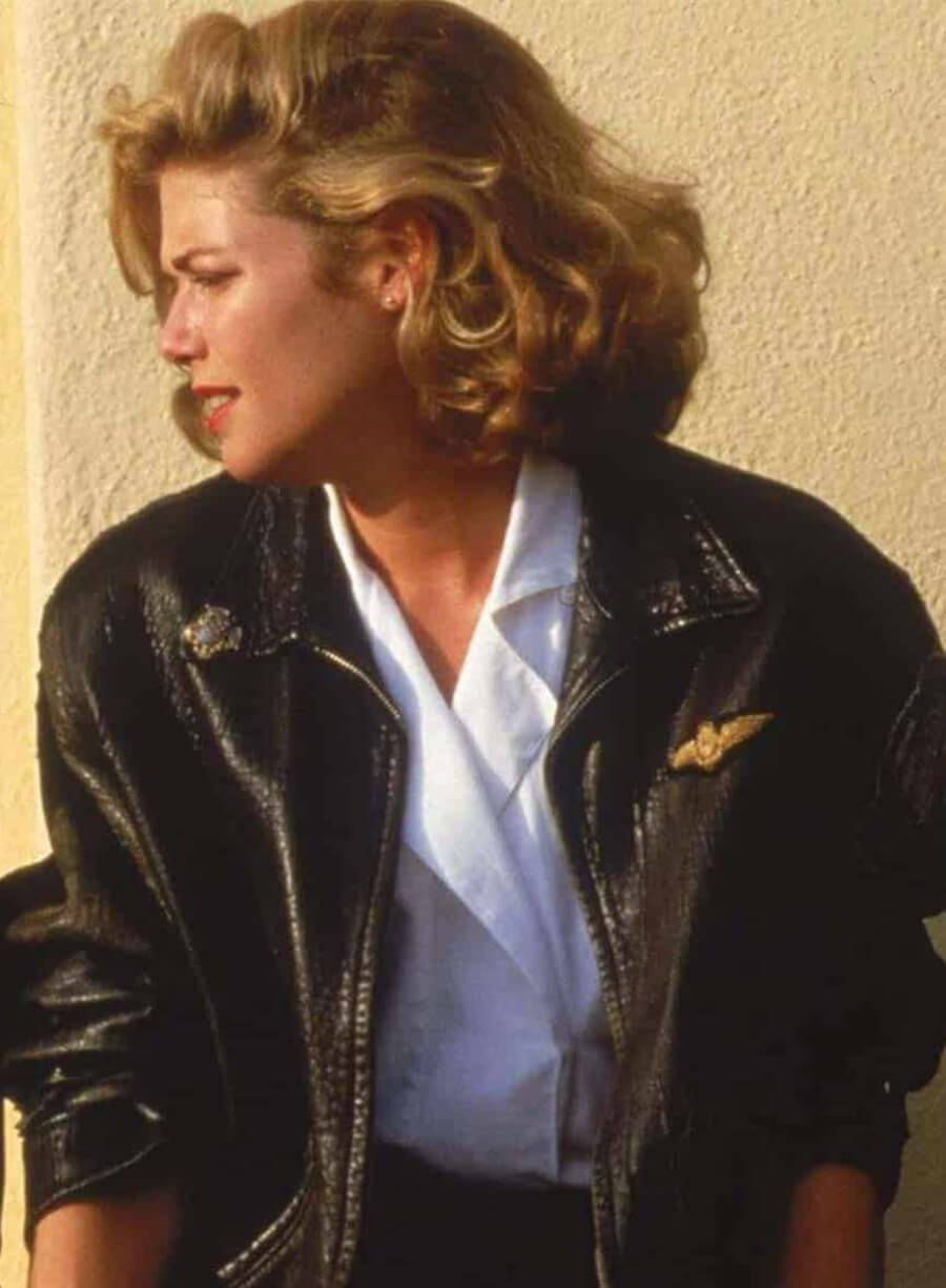 Kelly Mcgillis Top Gun Black Leather Jacket