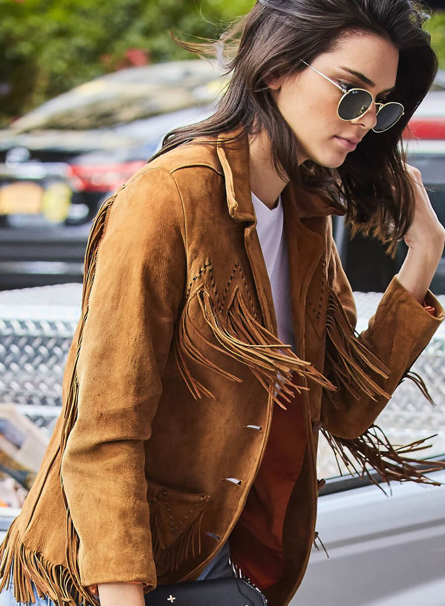 Kendall Jenner Brown Suede Fringe Jacket