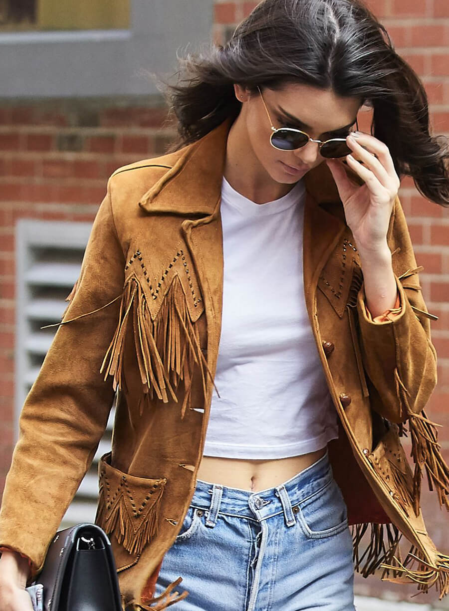 Kendall Jenner Brown Suede Fringe Jacket