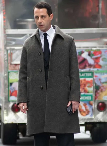 Kendall Roy Succession S04 Grey Wool Coat